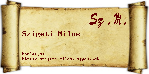 Szigeti Milos névjegykártya